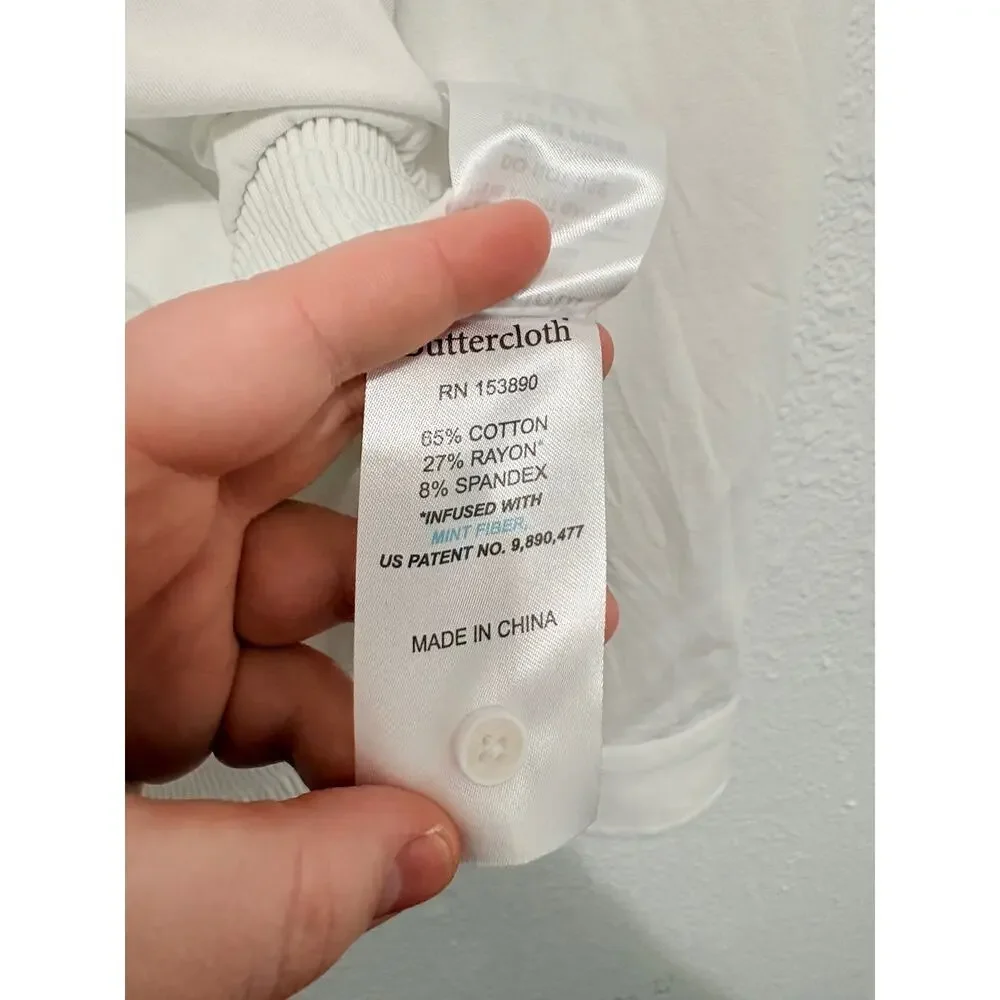 Buttercloth Pre-Tucked Fit White Button Down Shirt Icy Cotton Medium Career - Picture 5 of 5